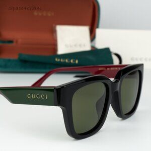 BRAND NEW Gucci GG1670SK 005 Black Red Green Square Unisex Sunglasses